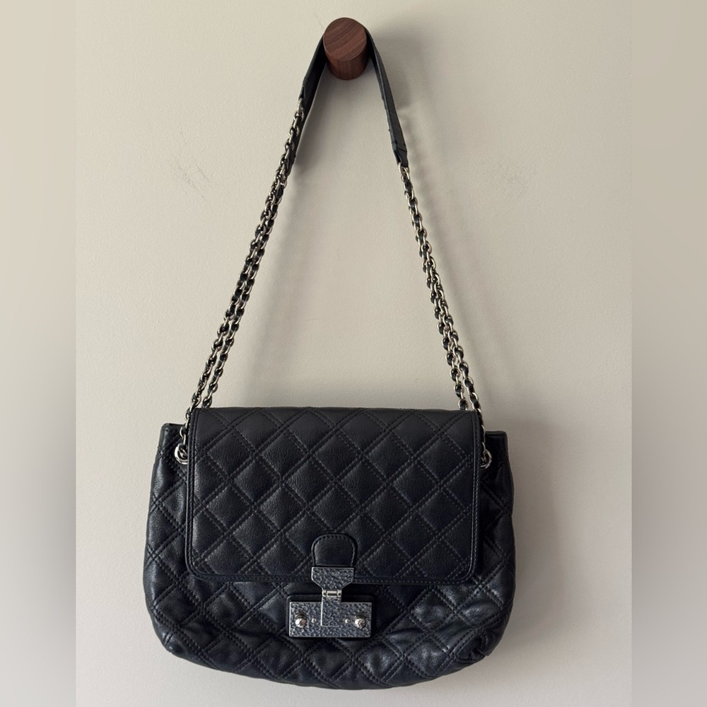 MARC JACOBS BAROQUE BAG BLACK QUILTED LEATHER CHAIN STRAP